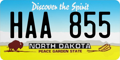 ND license plate HAA855