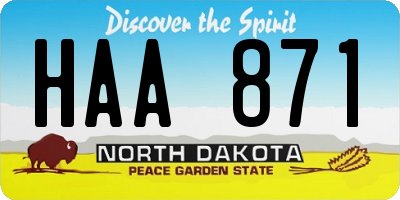 ND license plate HAA871