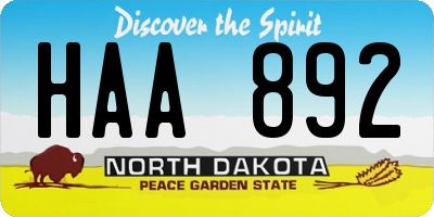 ND license plate HAA892