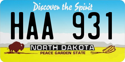 ND license plate HAA931