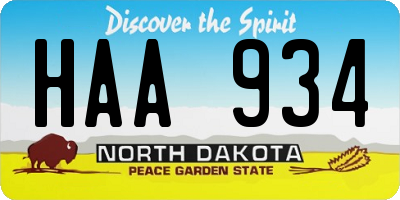 ND license plate HAA934
