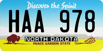 ND license plate HAA978