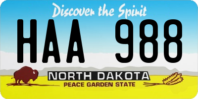 ND license plate HAA988