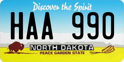 ND license plate HAA990