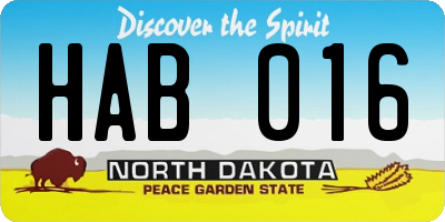 ND license plate HAB016