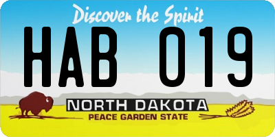 ND license plate HAB019