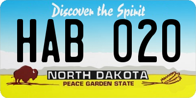 ND license plate HAB020