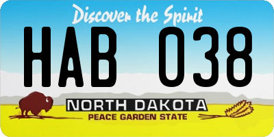 ND license plate HAB038