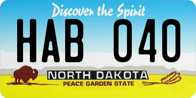 ND license plate HAB040