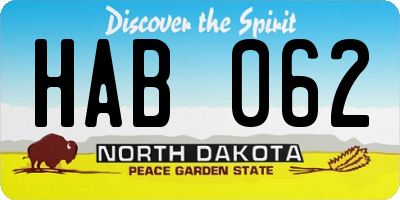 ND license plate HAB062