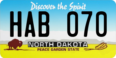 ND license plate HAB070