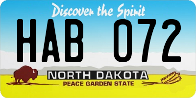 ND license plate HAB072