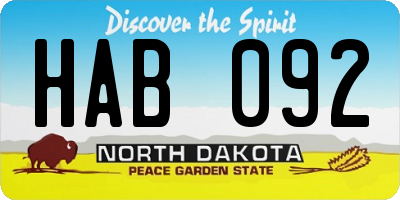 ND license plate HAB092
