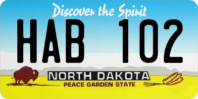ND license plate HAB102