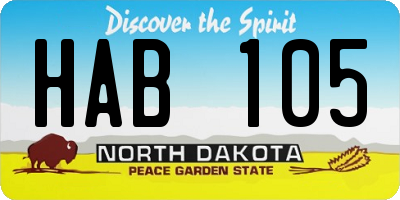 ND license plate HAB105
