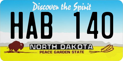 ND license plate HAB140