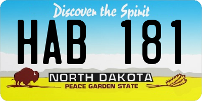ND license plate HAB181