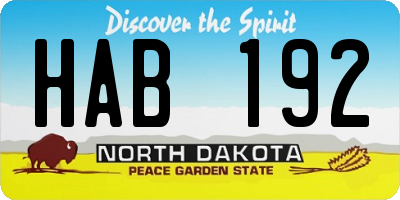 ND license plate HAB192