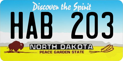 ND license plate HAB203