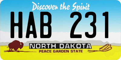 ND license plate HAB231