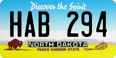 ND license plate HAB294