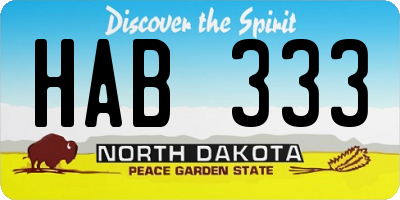 ND license plate HAB333