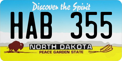 ND license plate HAB355