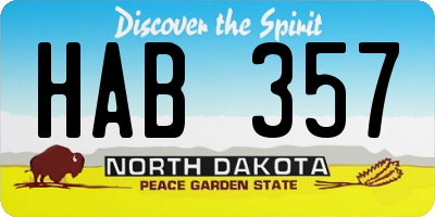 ND license plate HAB357