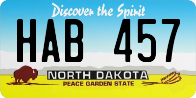 ND license plate HAB457