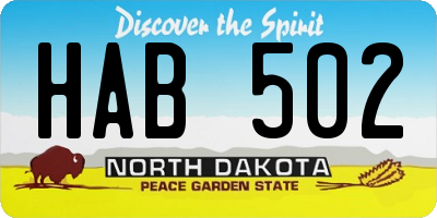 ND license plate HAB502