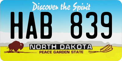 ND license plate HAB839