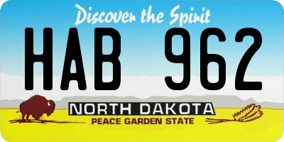 ND license plate HAB962