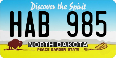 ND license plate HAB985