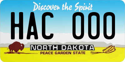 ND license plate HAC000