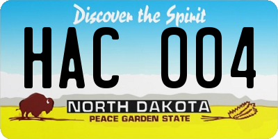 ND license plate HAC004