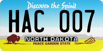 ND license plate HAC007