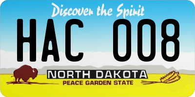 ND license plate HAC008