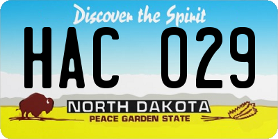 ND license plate HAC029