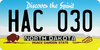 ND license plate HAC030