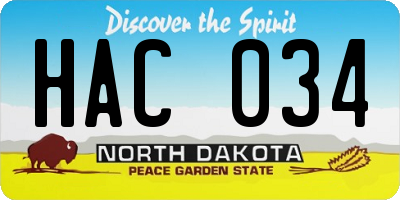 ND license plate HAC034
