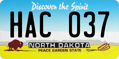ND license plate HAC037
