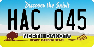 ND license plate HAC045