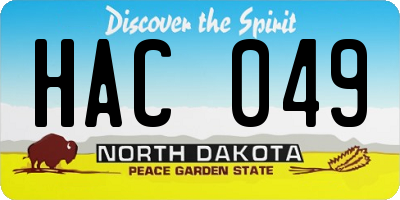 ND license plate HAC049