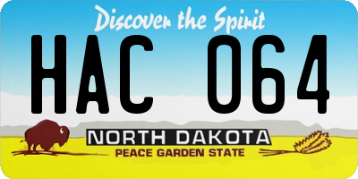 ND license plate HAC064