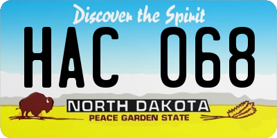 ND license plate HAC068