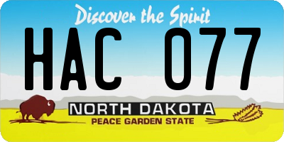 ND license plate HAC077