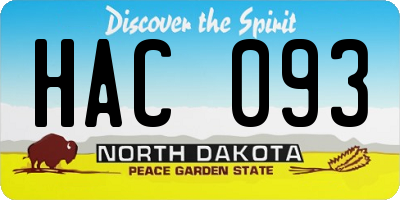 ND license plate HAC093