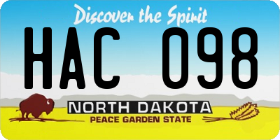 ND license plate HAC098