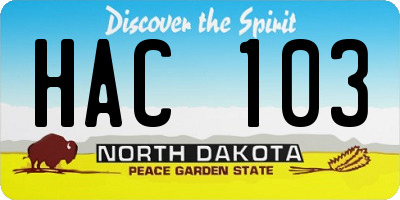 ND license plate HAC103