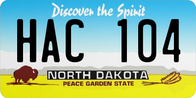 ND license plate HAC104